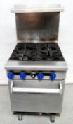 1 x Elite Stainless Steel 4 Burner Gas Cooker - H145 x W61 x D80 cms - CL150 - ACE005 - Location: