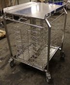 1 x Stainless Steel Plate Rack / Trolley With Thermal Cover -  Used Only Once Before  - 42 Plate