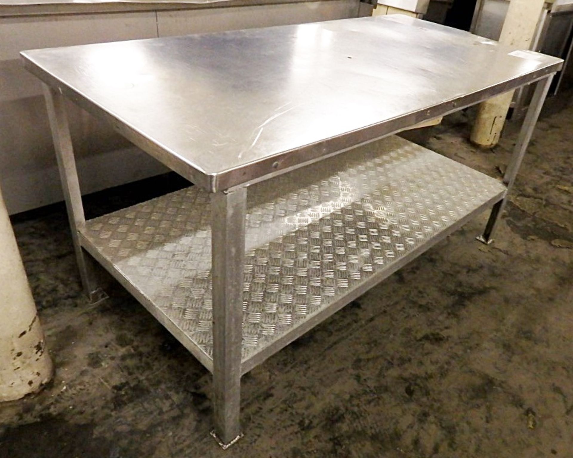 1 x Stainless Steel Commercial Catering Preparation Table - Dimensions: W176 x D84 x H89cm - Ref: