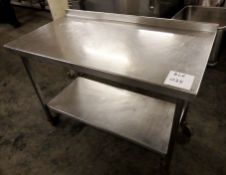 1 x Stainless Steel Commercial Preparation Table On Castors - Dimensions: W120 x D65 x H90cm -