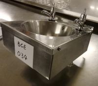 1 x Stainless Steel Wall Mounted Sink Basin With 2 Replacement Taps - W28 x D30 x H30 - Suitable For