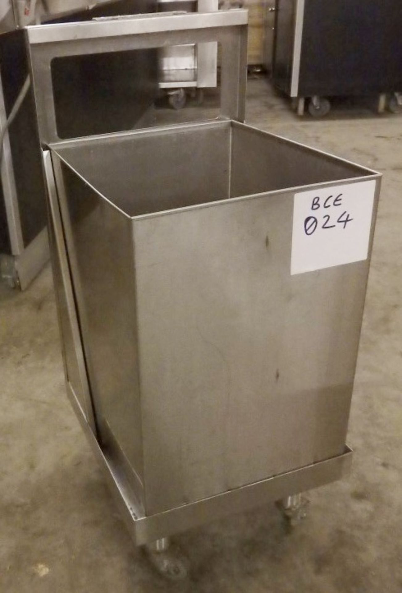 1 x Stainless Steel Under The Counter Storage Container On Weeled Base - Lifts Out From Base For