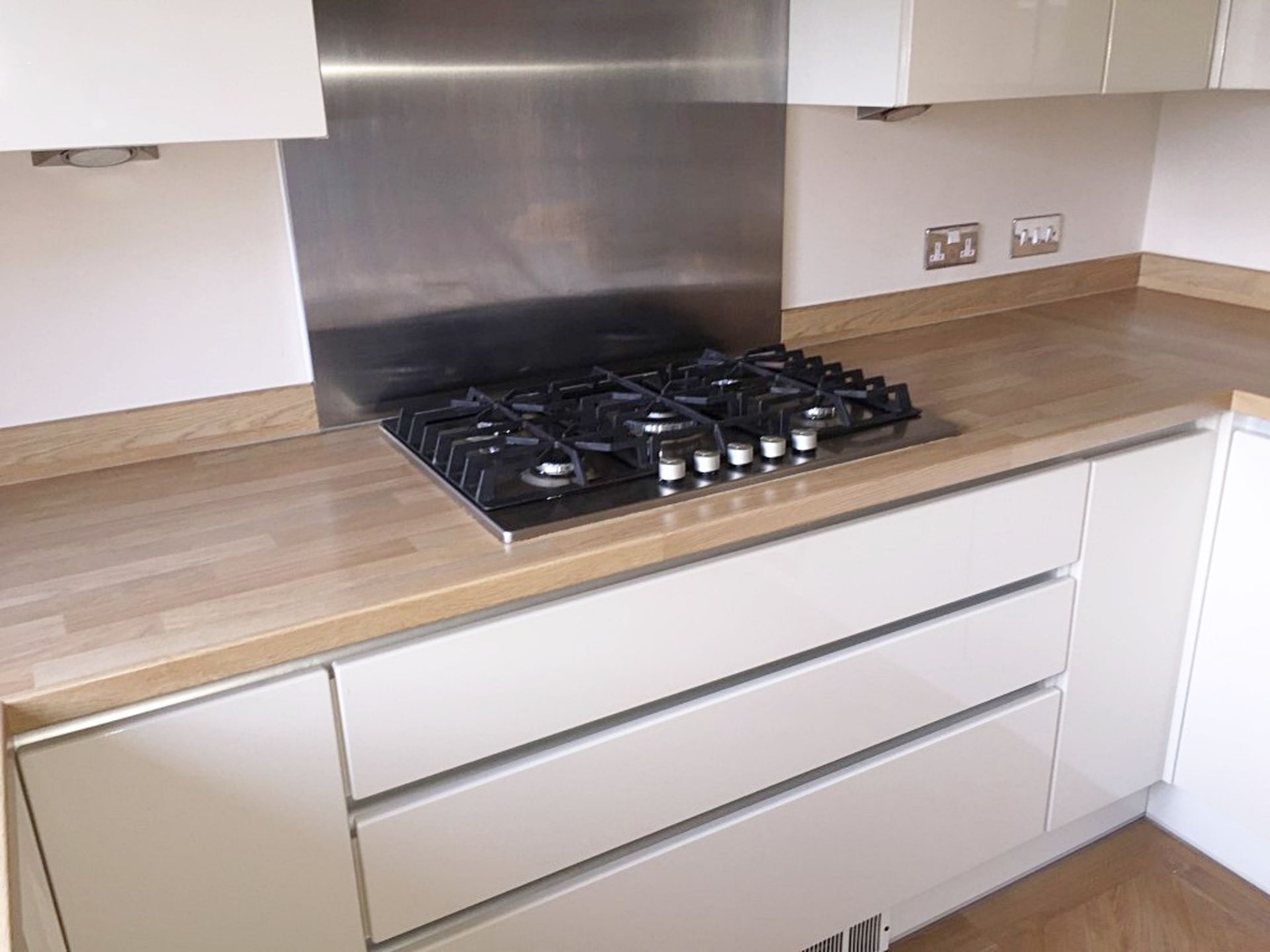 1 x Panorama Modern White Gloss Handless Kitchen With Timber Worktop And Appliances – Approx 2 years - Image 8 of 40