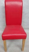 1 x Stylish Red Dining Room Soft Leather Chair - 107cm x 47cm High quality leather Ref: WHI010 -