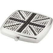 10 x ICE LONDON Black Union Jack Silver Plated Compact Mirrors - MADE WITH "SWAROVSKI¨ ELEMENTS -