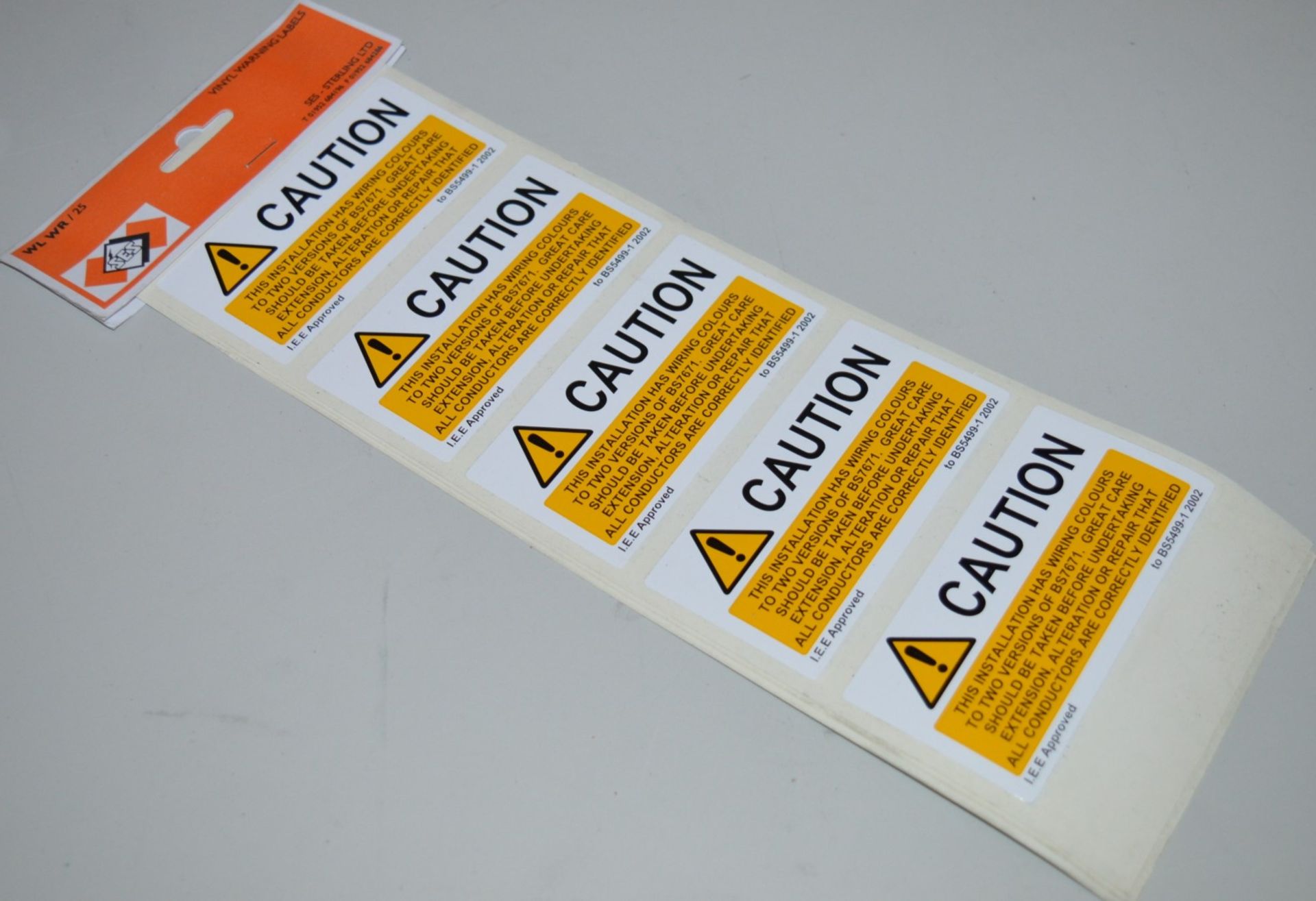 500 x Caution BS7671 Lables - Includes 20 x Packs of x 25 Lables - For Use on Electrical Equipment - Image 2 of 4