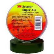 10 x Scotch Super 33+ Premium Quality Black PVC Electrical Insulation Tape - 20 m x 19 mm - Brand