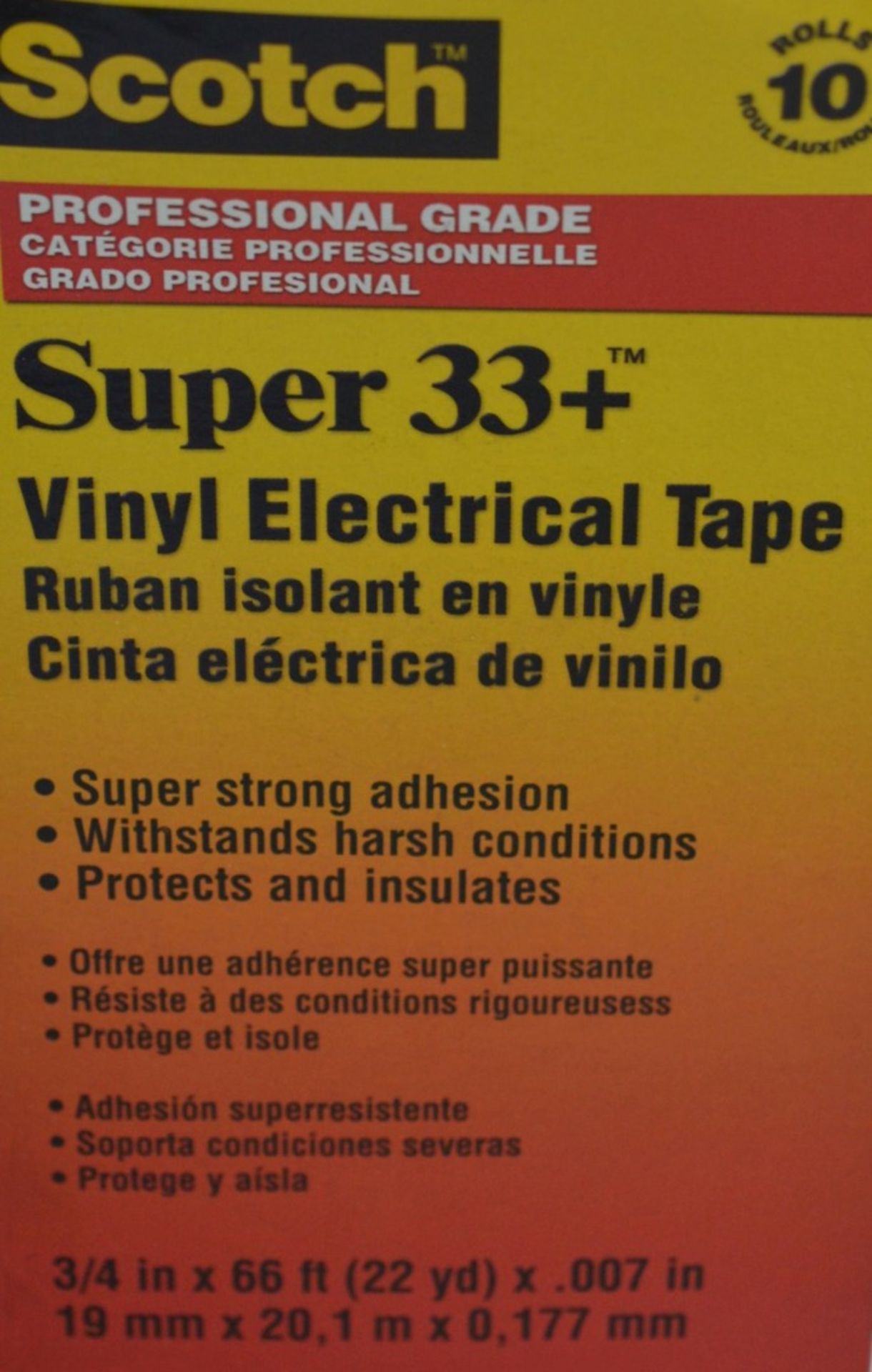 10 x Scotch Super 33+ Premium Quality Black PVC Electrical Insulation Tape - 20 m x 19 mm - Brand - Image 4 of 4