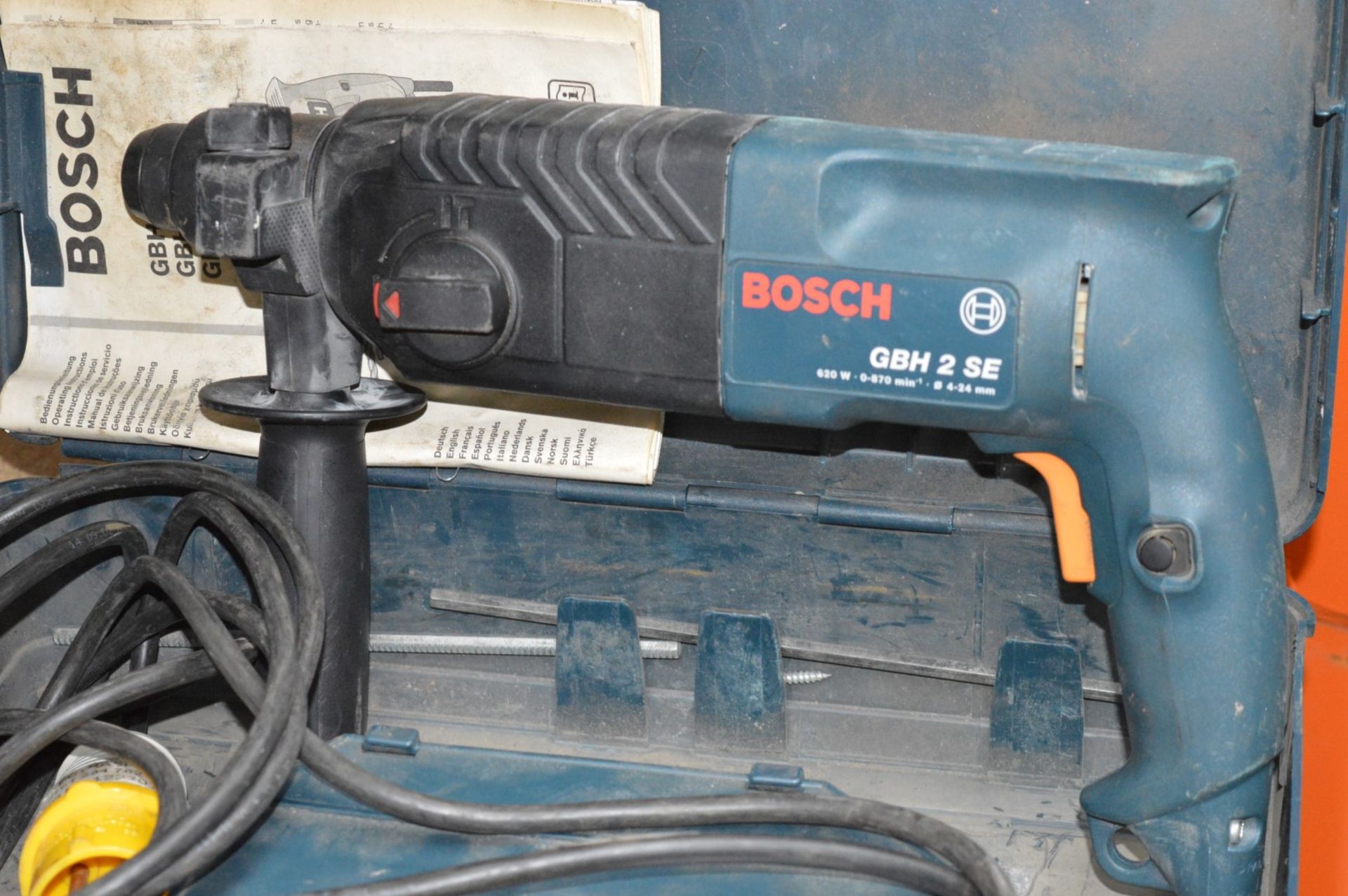 1 x Bosch Rotary Hammer Drill - 110v - Model GBH 2 SE - Includes Protective Case - Tested and - Image 2 of 2