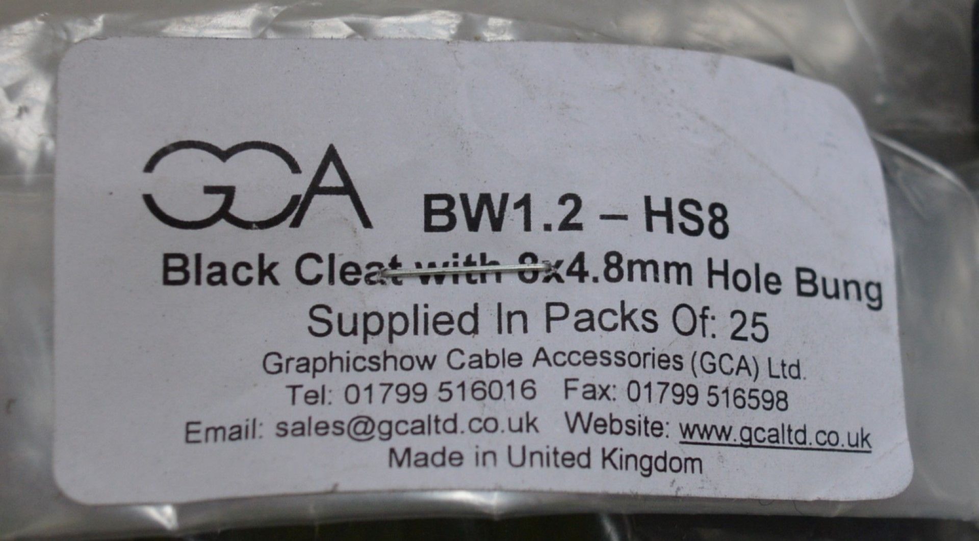 25 x Black Cleats With 8 x 4.8mm Hole Cable Bungs - Unused Bag of 25 - Type GCA BW1.2 HS8 - - Image 3 of 6