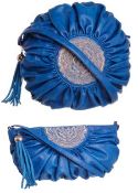 1 x Zandra Rhodes Women's "Izzah" Bag Set - Includes Ruched Circular Shoulder Bag and Clutch Bag -