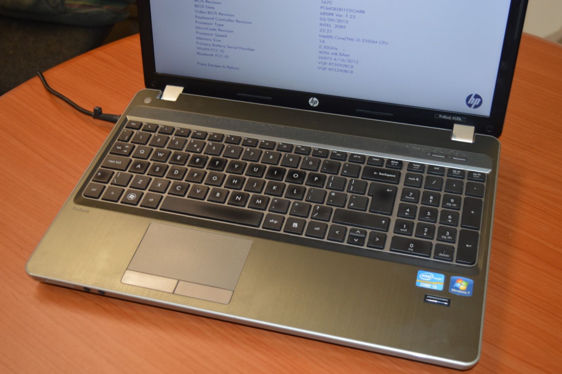 1 x HP Probook 4530s Laptop Computer - 15.6 Inch Screen Size - Features Intel Core i3-2350M Dual - Image 4 of 9