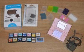 1 x Nintendo DS Pink Handheld Games Console - Includes Accessory Pack, Protector Case, Charger and