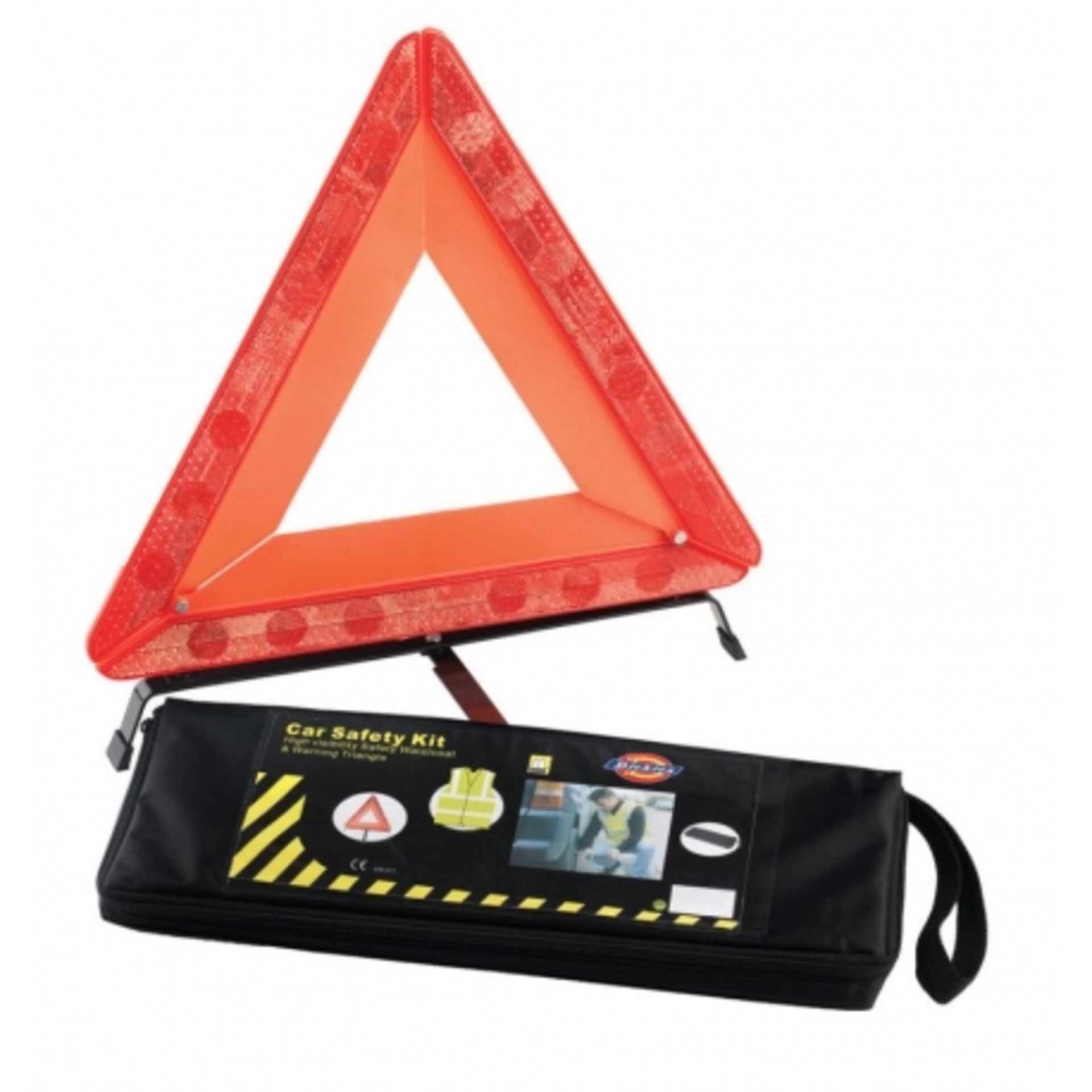 3 x Dickies Reflective Triangle Car Safety Kits - Includes 1 x Set With Hi Vis Jacket and 2 x Sets