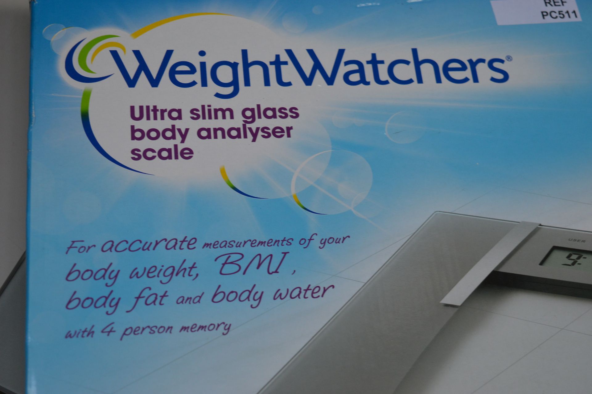 1 x Weight Watchers Ultra Slim Glass Body Analyser Scales - Measures Body Weight, Body Water, BMI - Image 4 of 6