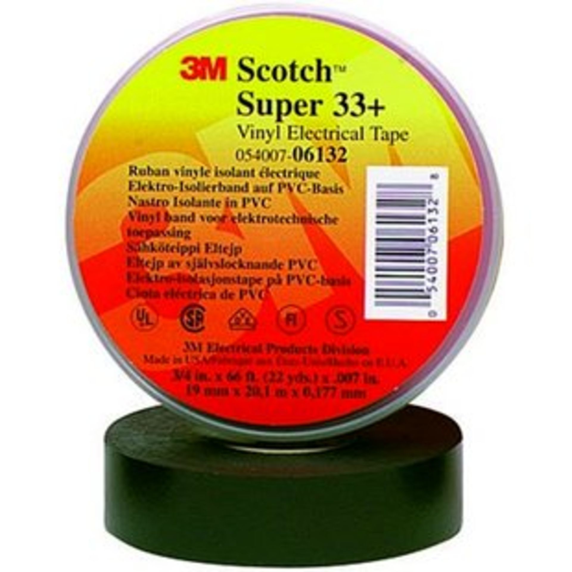 10 x Scotch Super 33+ Premium Quality Black PVC Electrical Insulation Tape - 20 m x 19 mm - Brand