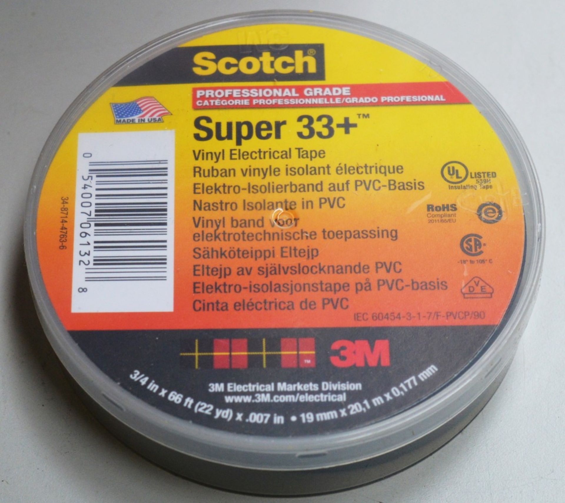 10 x Scotch Super 33+ Premium Quality Black PVC Electrical Insulation Tape - 20 m x 19 mm - Brand - Image 3 of 4