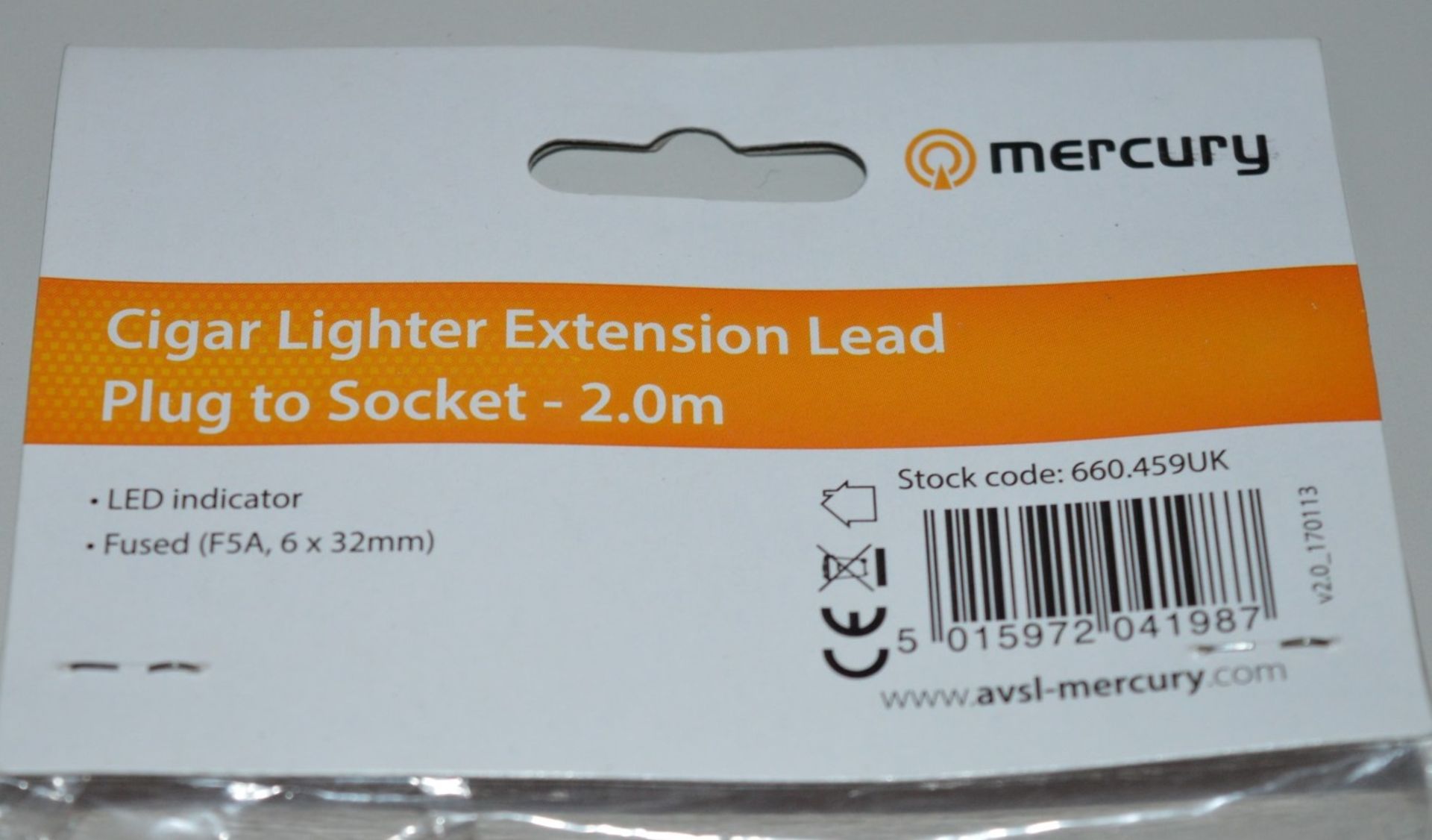 14 x Mercury Cigar Lihter Extension Plug to Socket Leads - 2.0m - Fused FAS 6 x 32MM - With LED - Image 4 of 5