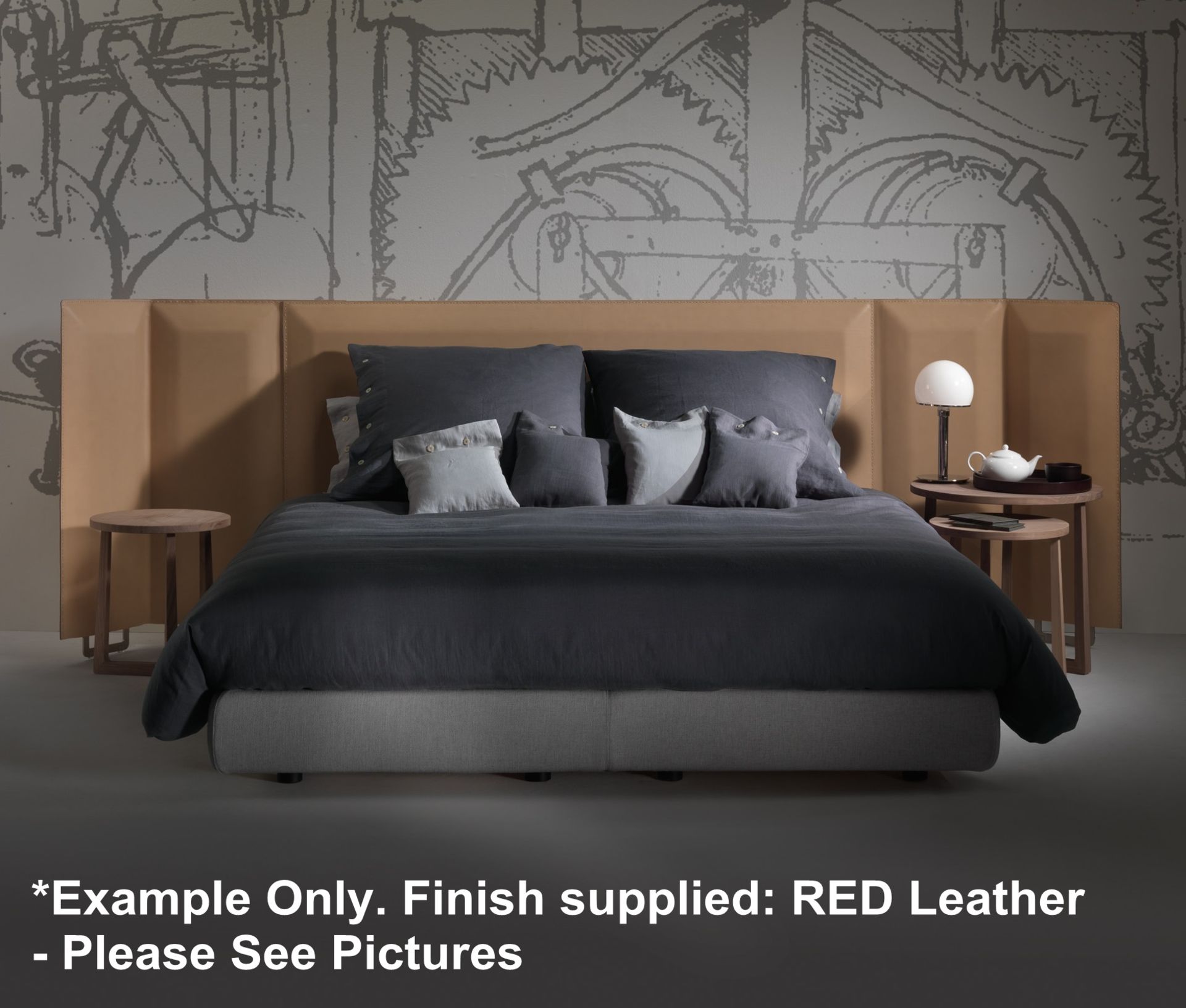1 x FLEXFORM Eden - Storage Bed With Headboard in Red Leather - Frame Size: 175 x 210 - Ref: 3716927