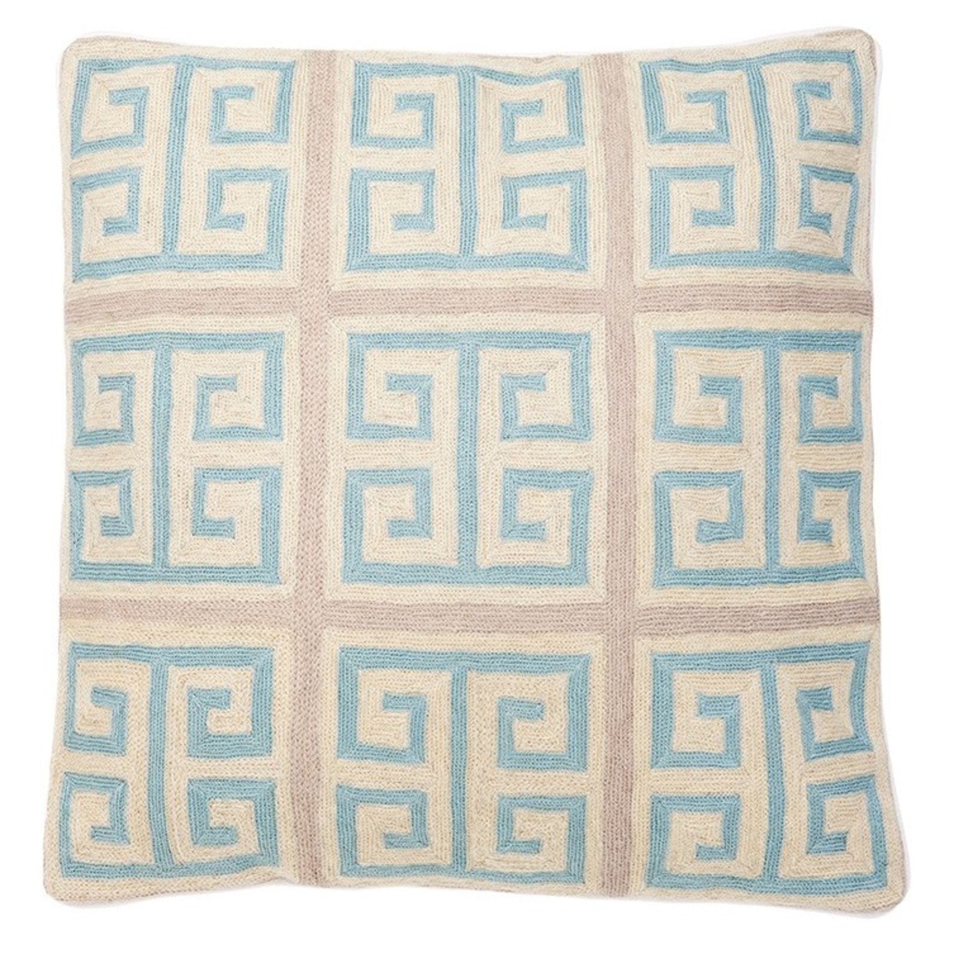 1 x EICHHOLTZ BV "Cosgrove Pillow" Cushion - In Grey And Blue. -  50x50cm Aw14 - Ref: 4551293B - - Image 4 of 4