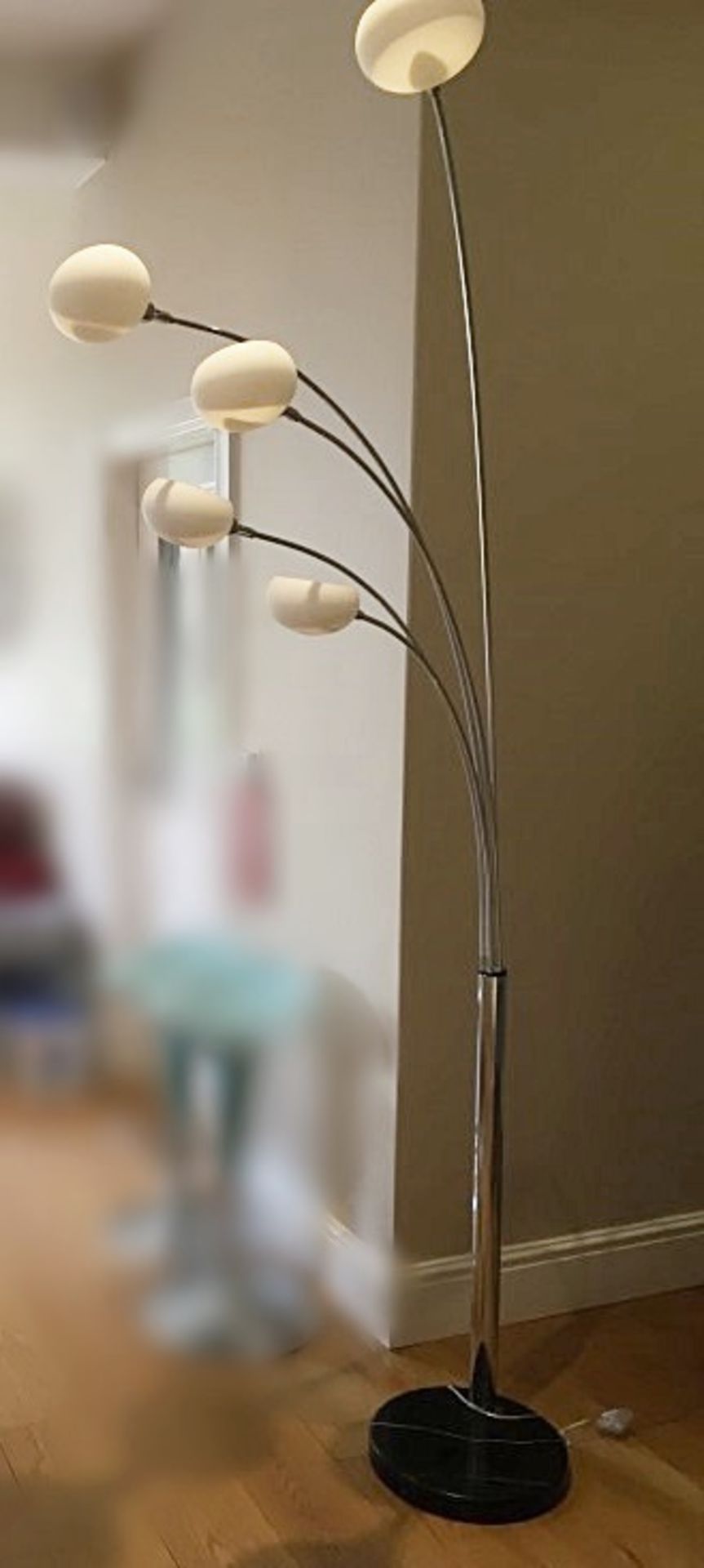 1 x Dana Designer 5-Light Chrome Arc Floor Lamp With Marble Base - Stunning Item In Great - Image 2 of 6