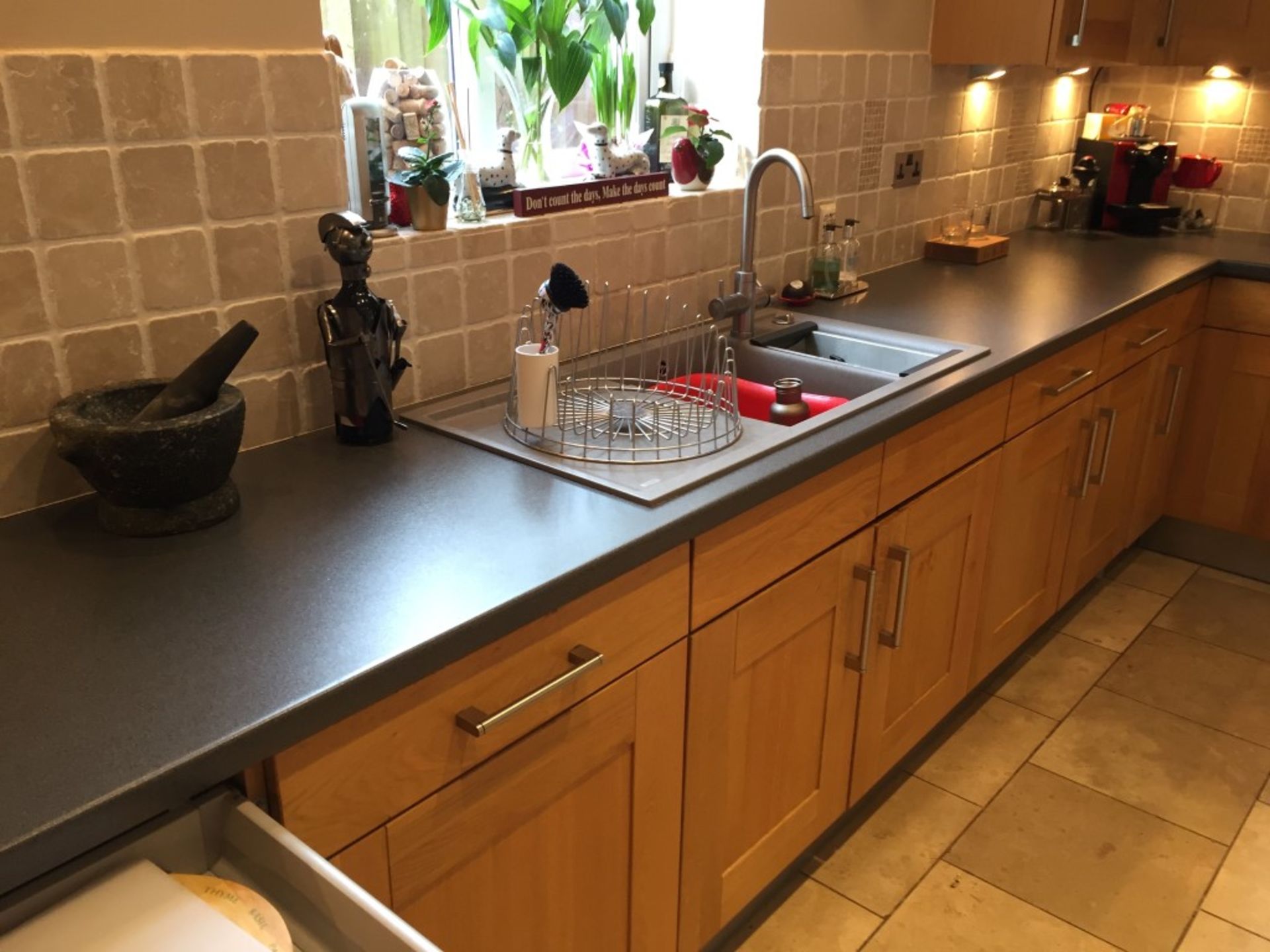 1 x Solid Wood Kitchen By English Rose With Breakfast Bar/Central Island Unit, Laminate Worktops And - Image 17 of 40