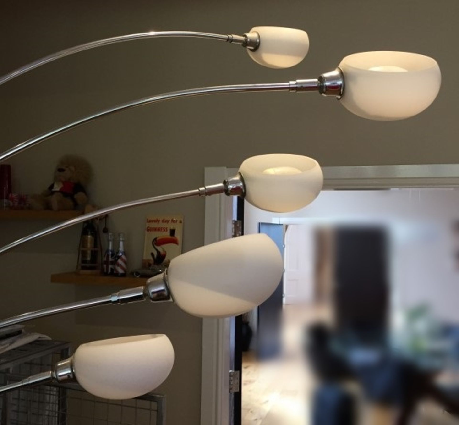 1 x Dana Designer 5-Light Chrome Arc Floor Lamp With Marble Base - Stunning Item In Great - Image 4 of 6