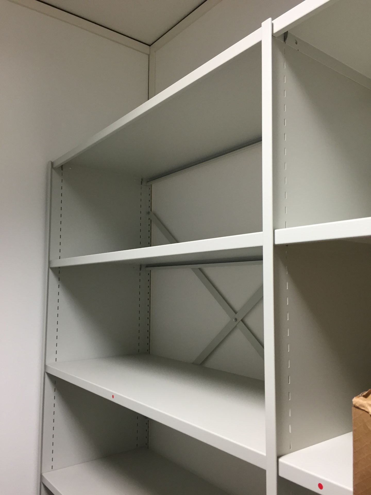 20 x Modern Light Grey Metal Storage Bays - Includes 25 Uprights and 168 Shelves - Excellent Clean - Image 2 of 12