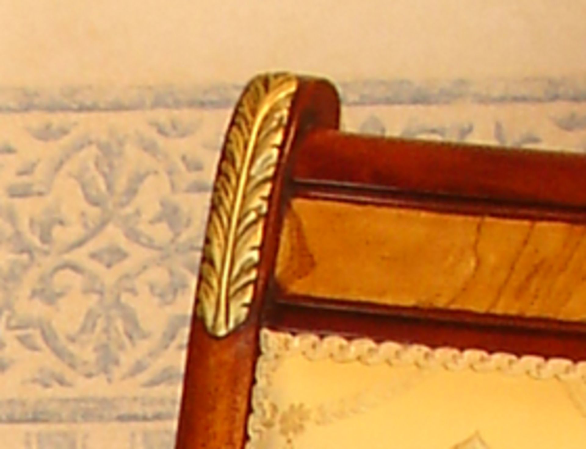 1 x Charles Barr Regal Dining Carver Chair Mahogany decorated with inlaid burr olive ash veneered.( - Image 2 of 12