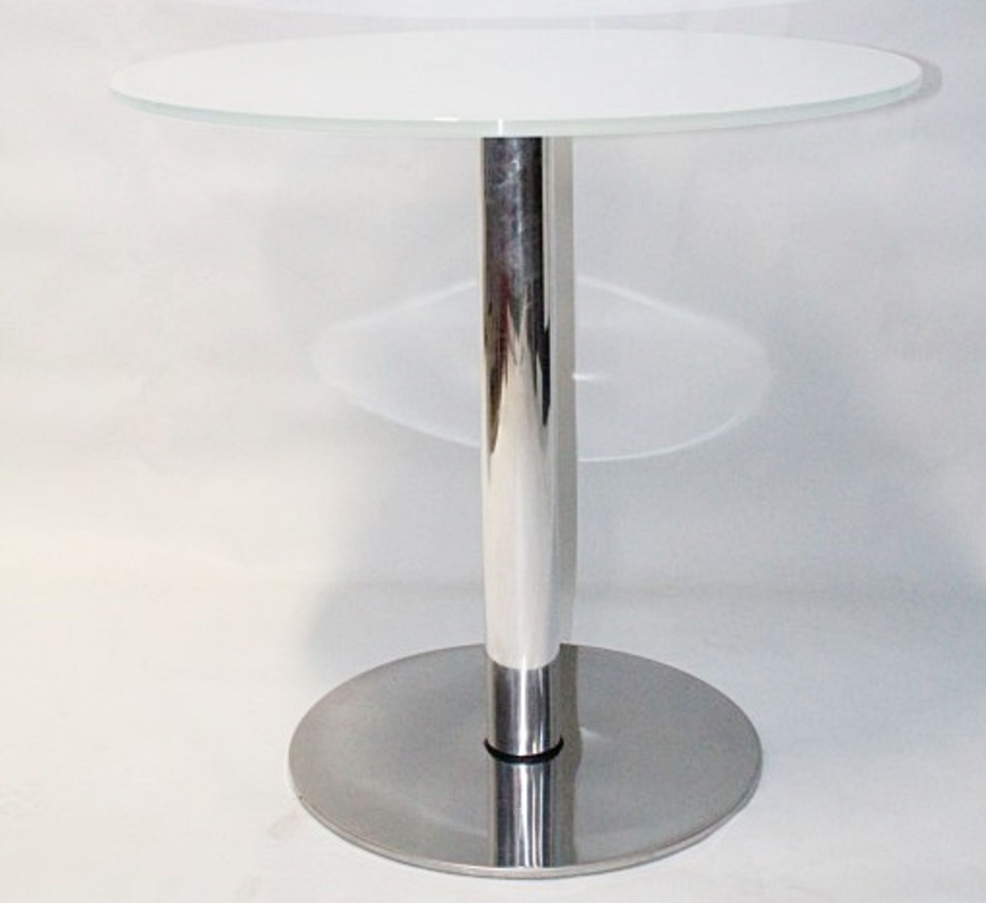 1 x ROSET Bobine Table Top White Lacquered Glass - *Please Read Condition Report* Diameter: 80cm - - Image 2 of 6