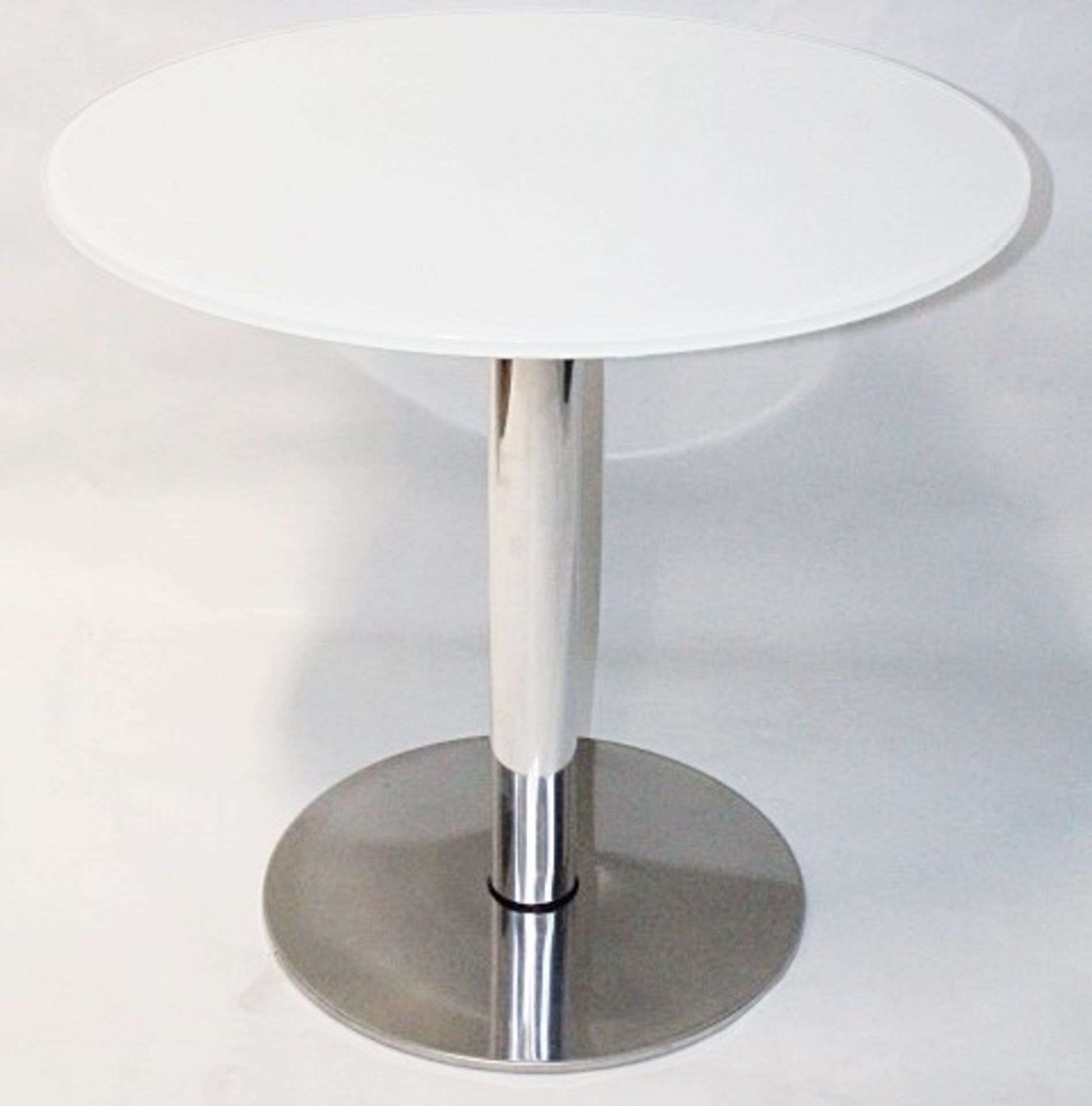 1 x ROSET Bobine Table Top White Lacquered Glass - *Please Read Condition Report* Diameter: 80cm - - Image 3 of 6