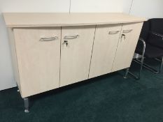 1 x Modern Four Door Office Side Cabinet Finished in Light Maple - Stunning Unit Featuring a