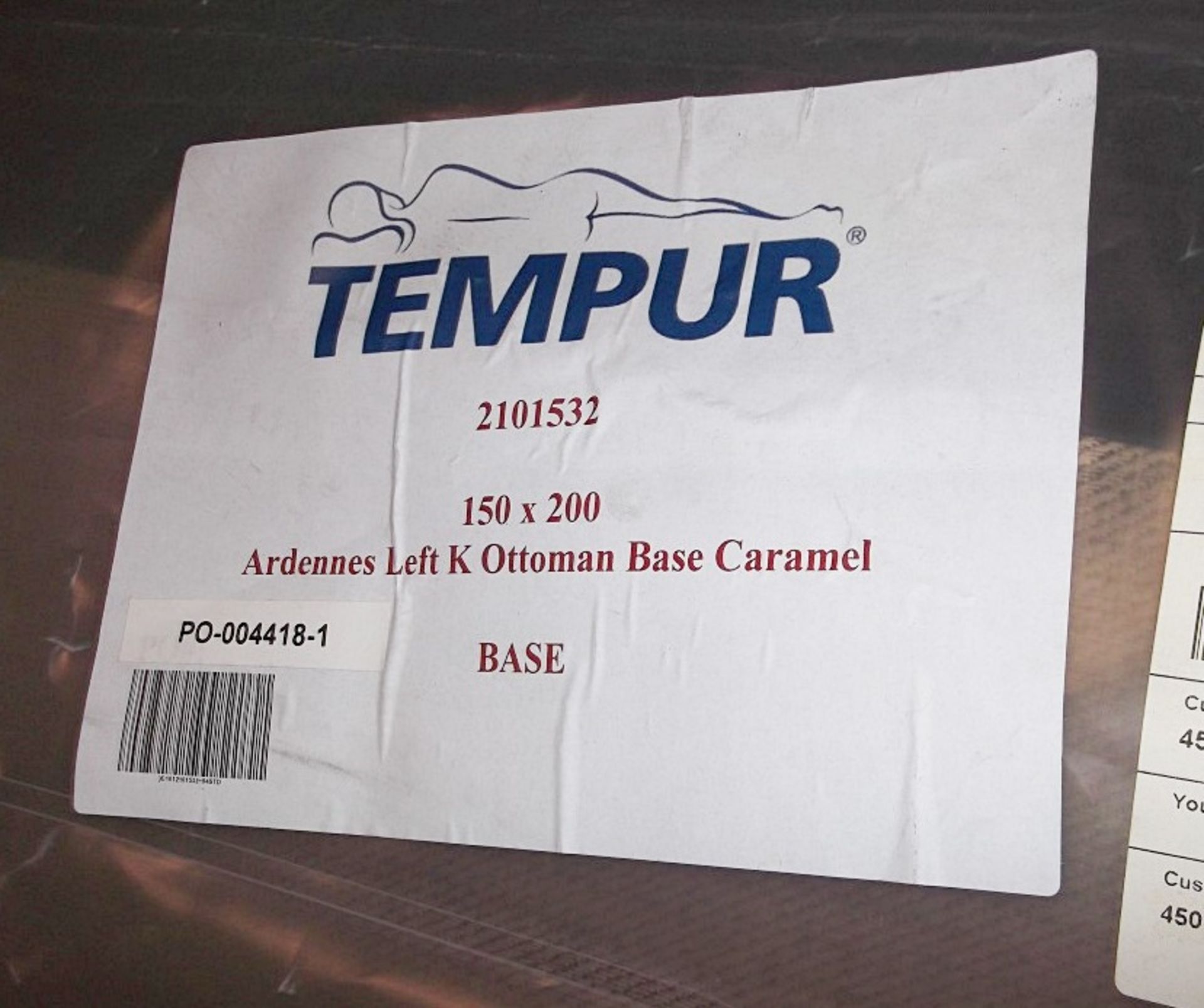 1 x TEMPUR® Ardennes Divan Base - Kingsize: 150x200cm - Colour: Caramel - Ref: 3598353 - CL087 - - Image 3 of 8