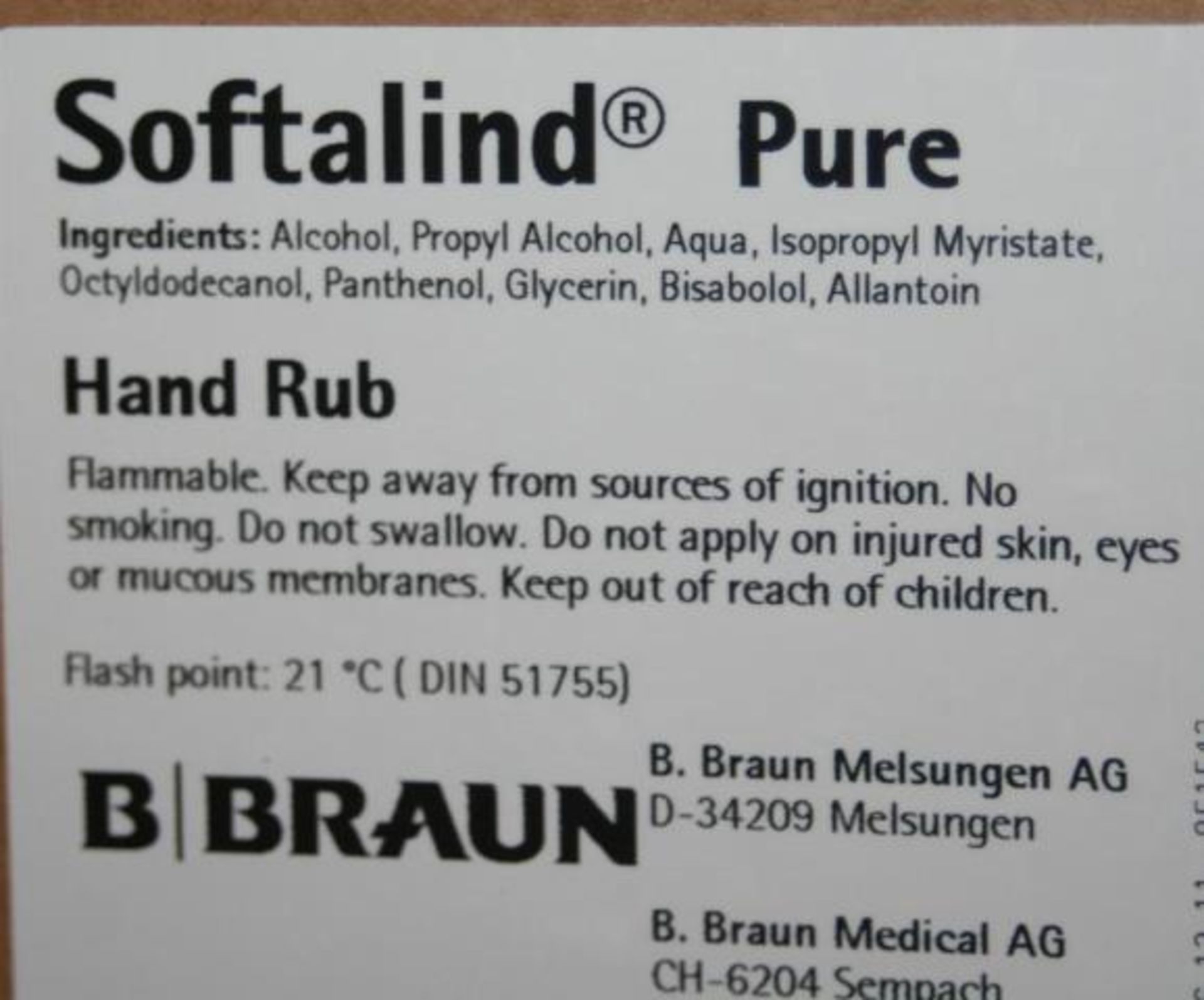 20 x Braun Softaland Pure Alcoholic Hand Sanitiser - 500ml Hand Dispenser Bottles - Protects Hands - Image 2 of 3