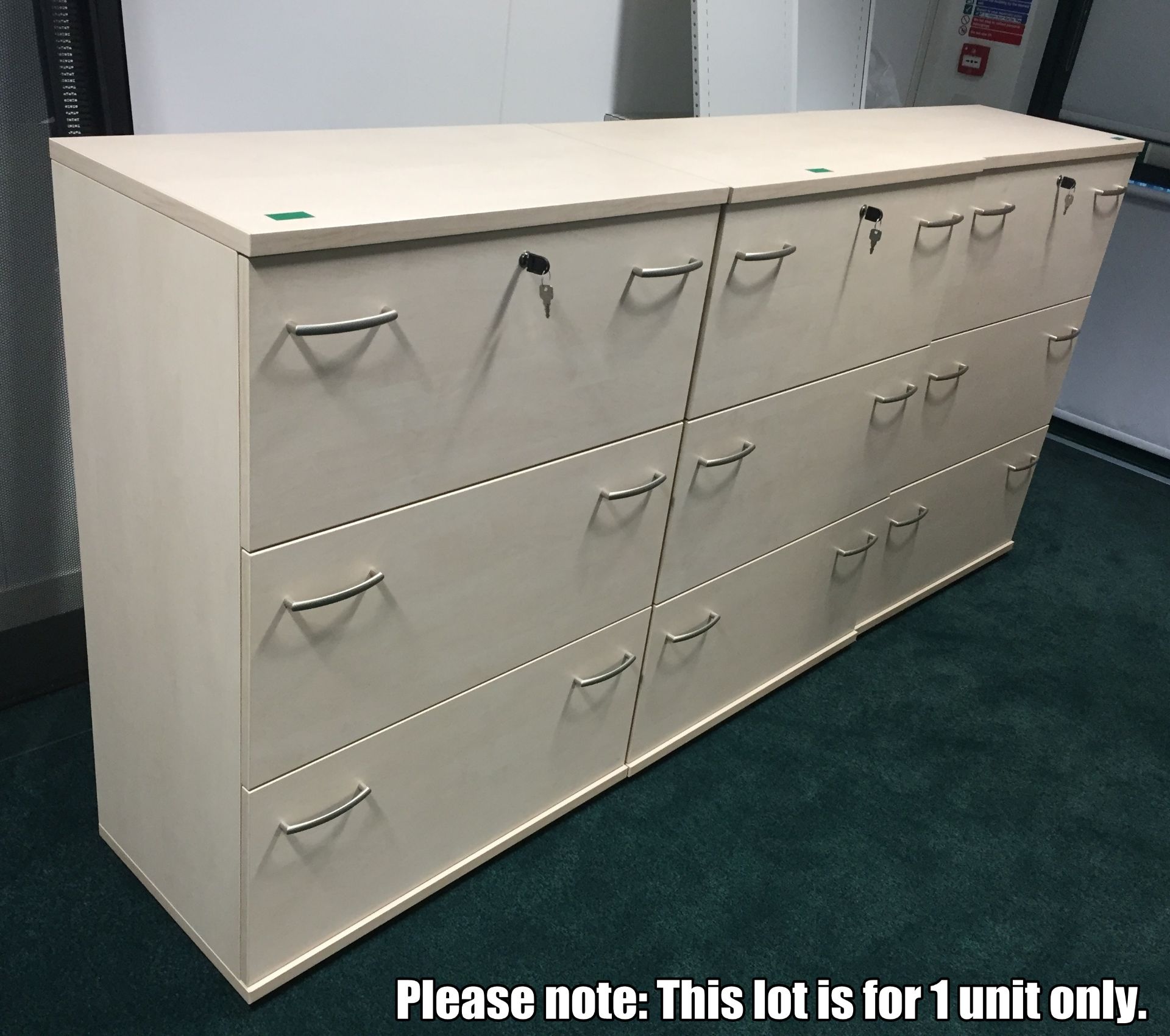 1 x Modern Three Drawer Office Filing Cabinet - Light Maple Finish - Includes Lock and Key - Premium - Image 3 of 7