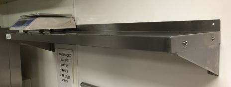 2 x Vogue Stainless Steel Kitchen Wall Mounted Shelves - Dimensions 1200x30cm - CL128 - Location: