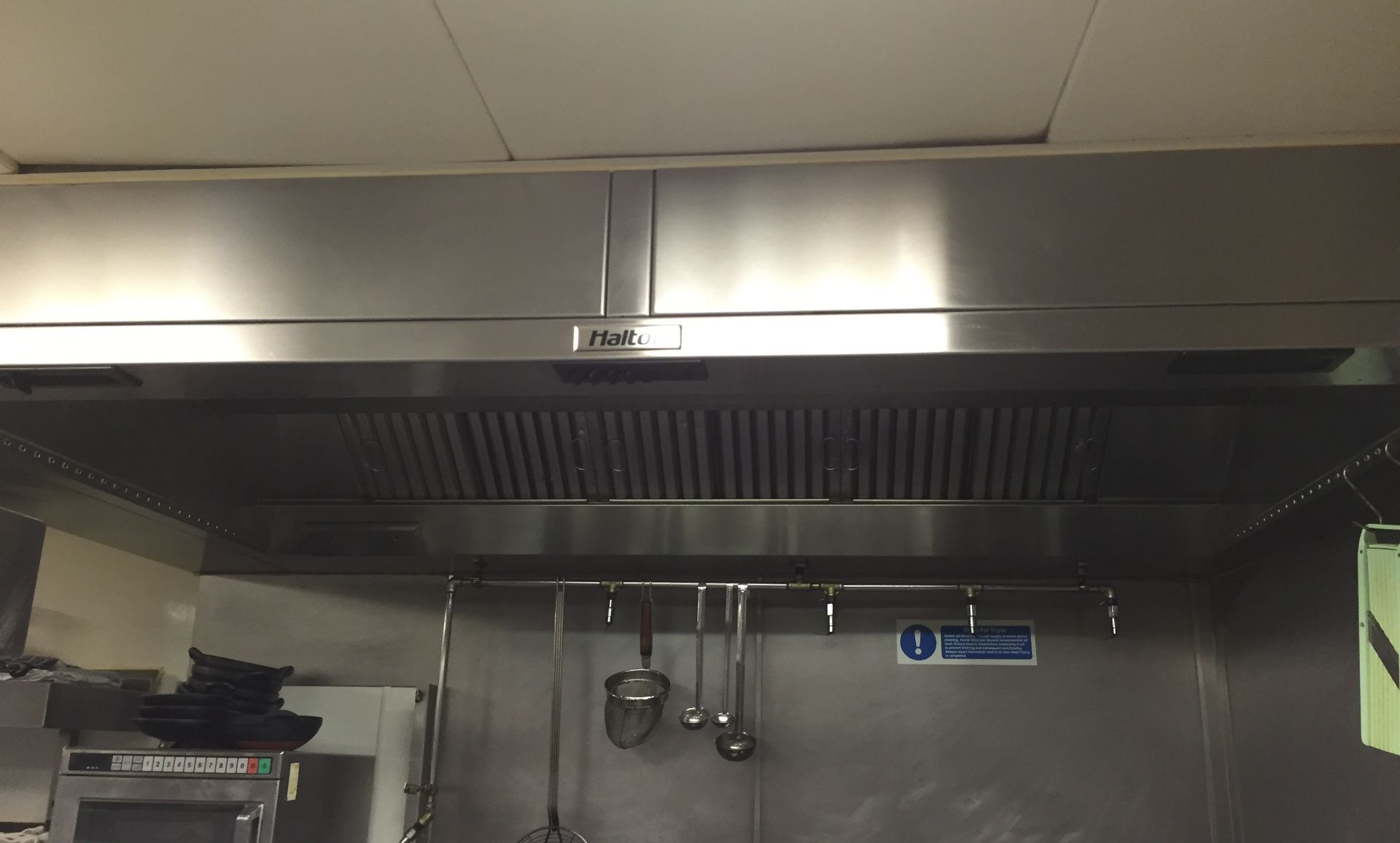 1 x Halton Stainless Steel Commercial Extractor Hood With Filters - Dimensions: 1248cm x 148cm x