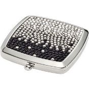 9 x ICE LONDON Graduated Princess Silver Plated Compact Mirror - Colour: BLACK - Ref: ICE400114 -