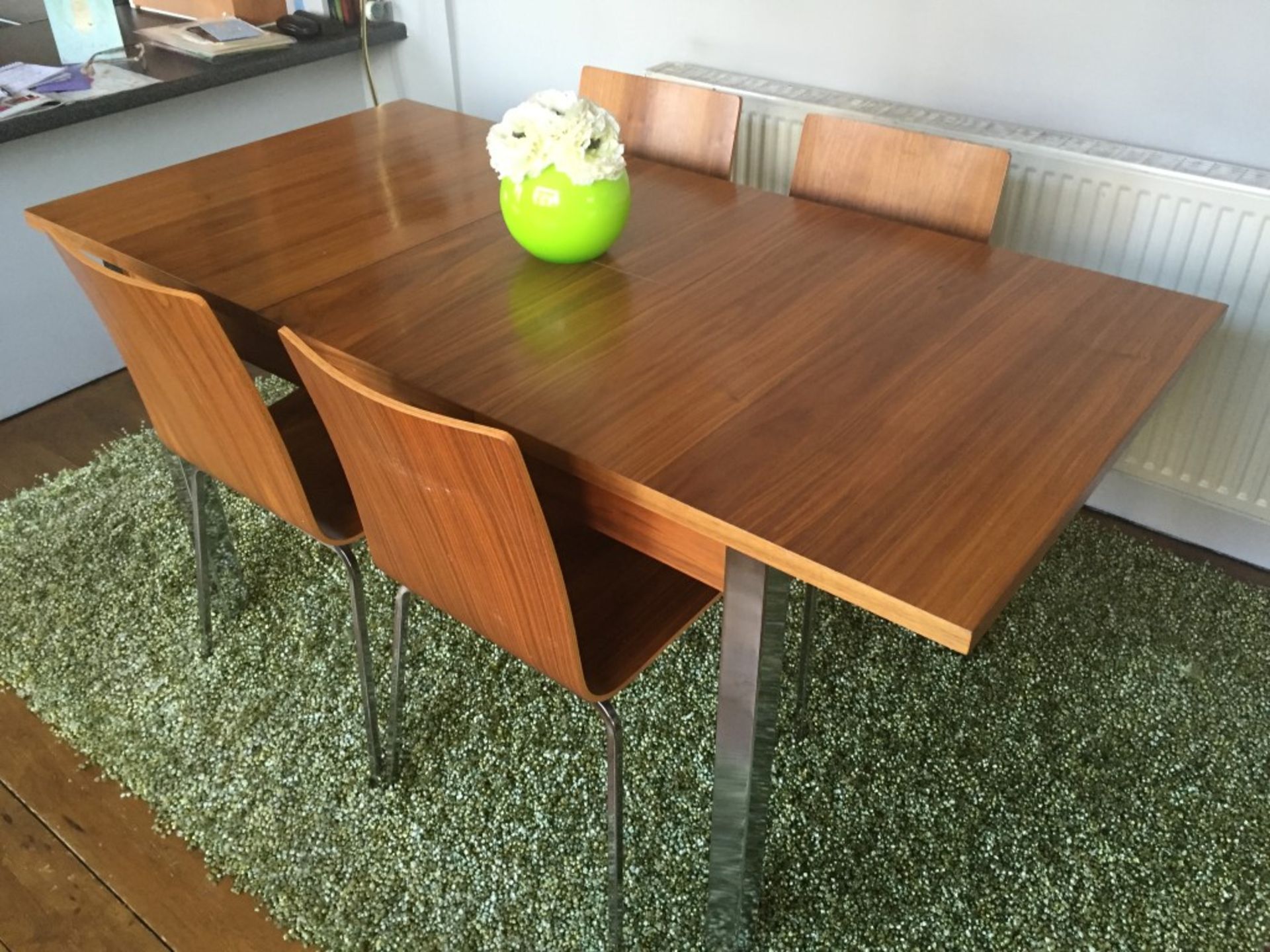 1 x Italian Extending Dining Table With 4 Chairs - Dimensions: Length 120cm (160cm Extended) x D80cm