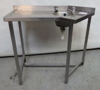 1 x Stainless Steel Free-standing Sink Basin Unit With Hot and Cold Taps - H87 x W130 c D50 cms -