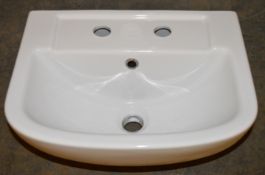 1 x Vogue Bathrooms ZERO Two Tap Hole WALL HUNG SINK BASIN - 450mm Width - Unused Stock - CL034 -