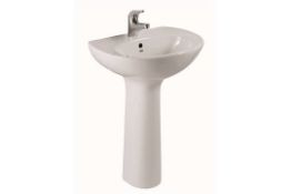 1 x Vogue Bathrooms KARIDI Single Tap Hole Sink Basin With Full Pedestal - Vogue Bathrooms - 550mm