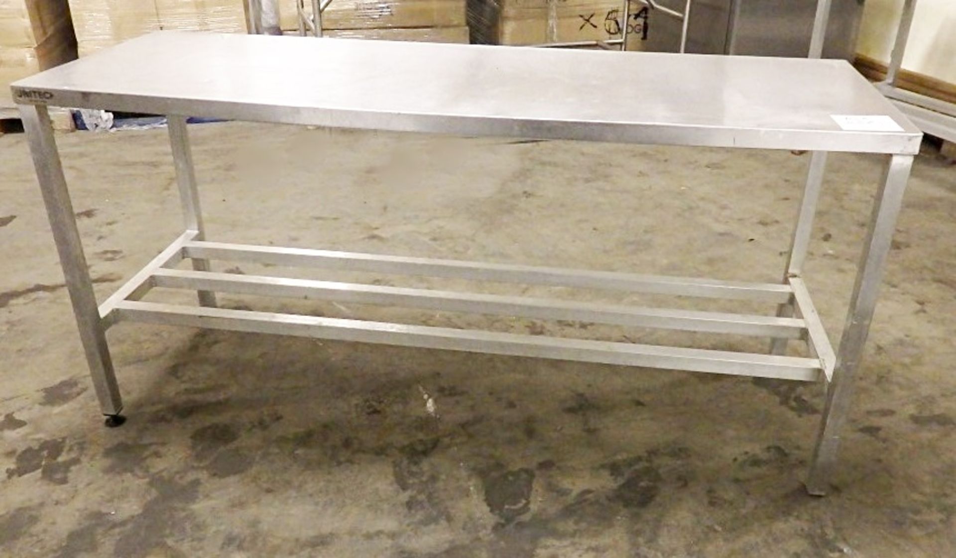 1 x Long Stainless Steel Catering Preparation Table Frame - Dimensions: W176 x D62 x H84cm - Solid