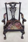 1 x Bespoke Handcrafted Childs Chair - Premium Quality Antique Reproduction Upholstered & Carved