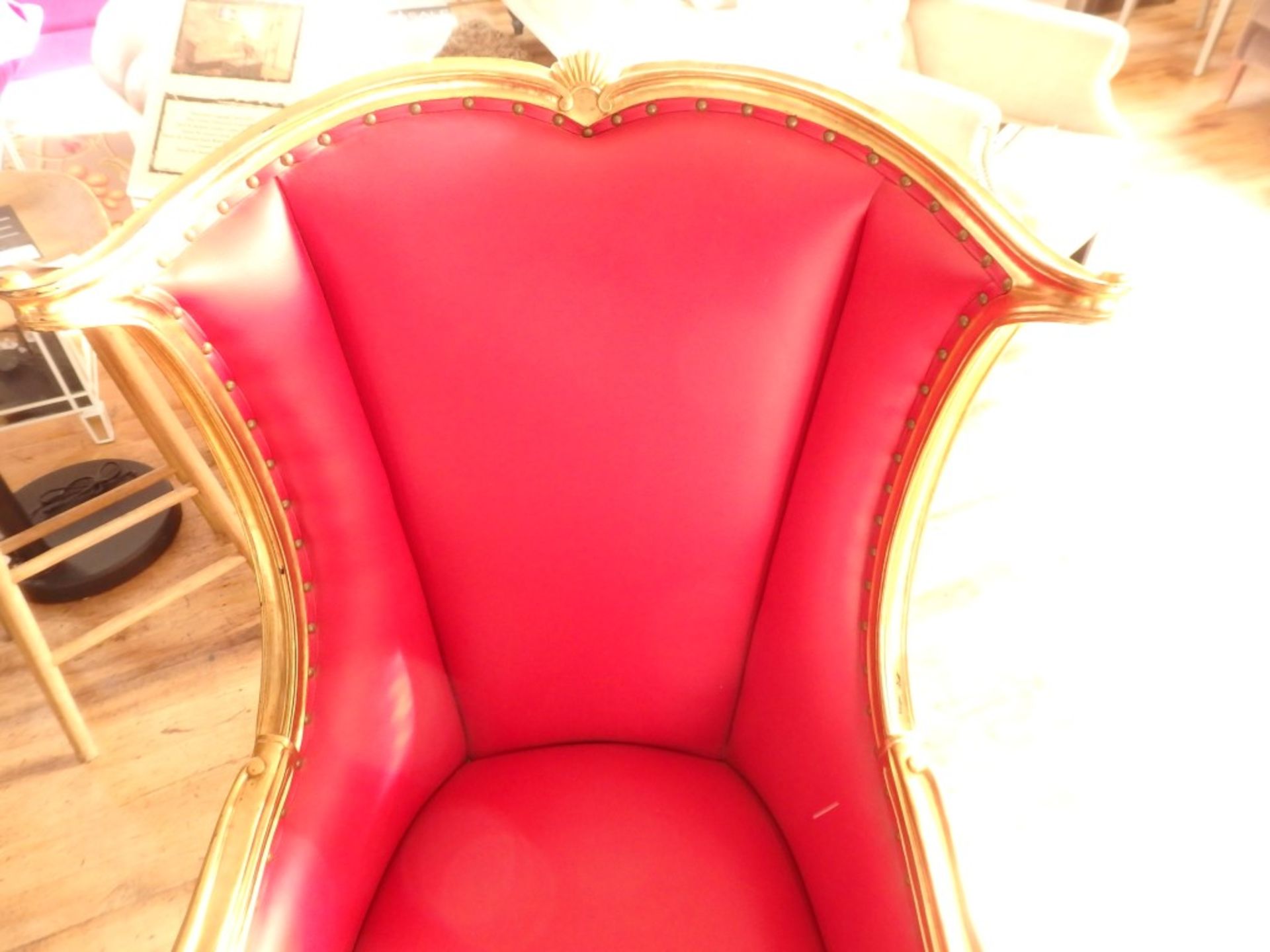 1 x Bespoke Handcrafted Reproduction Chair - Features Red Leather Studded With Gold Finish to - Image 5 of 5