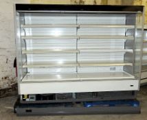 1 x Carrier Branded 2.5m Wide Illumiated Display Chiller With Blind And Adjustable Shelving -