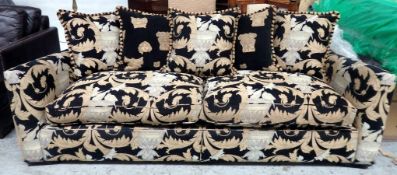 1 x DURESTA Premium "Trafalgar" Grande Sofa - Features A Versace-style Design in Black - Dimensions: