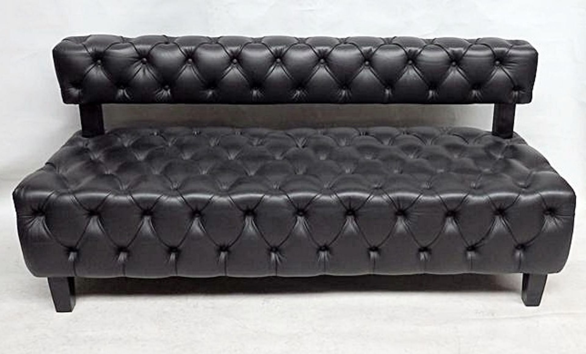 1 x Black Leather Buttoned Bench Seating - Ref: DB017 - Expertly Built And Upholstered By British