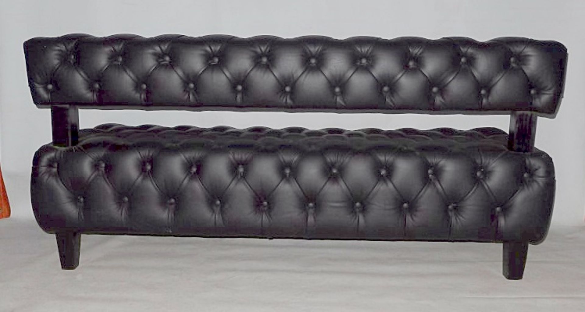 1 x Black Leather Buttoned Bench Seating - Ref: DB017 - Expertly Built And Upholstered By British - Image 4 of 5