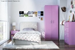 1 x "TRIO" High Gloss 3-Piece Bedroom Furniture Set In PINK - Brand New & Boxed - Includes Wardrobe,